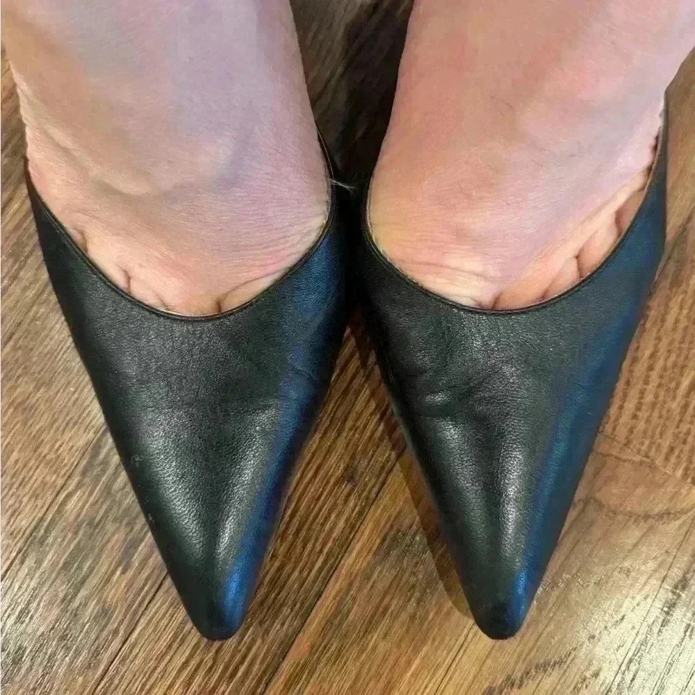Givenchy Black Leather Stiletto Vintage Classic Spike Mary Jane Heels Size 41 - Picture 6 of 11